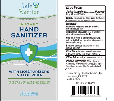 Image Of Label (Safe Warrior Hand Sanitizer With Moisturizers And Aloe Vera 59 mL 75 Tube)